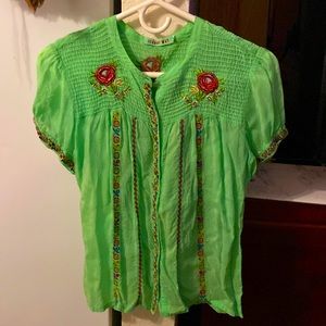 Johnny was silk embroidered top